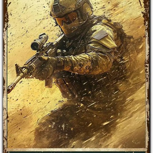 KIYOYO ビンテージ ブリキ看板『U.S. Army Veteran』- 退役軍人の日デコレーション、ガレージ・マンケイブ・物置・オフィス・カフェ用ウォールサイン