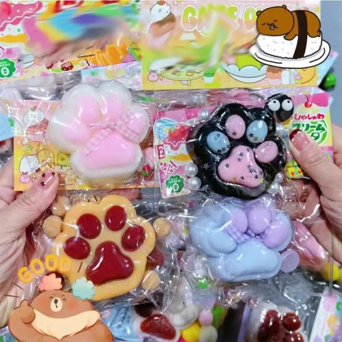 Squishy Mochi łapka kota mini TPR – antystresowa zabawka, różowa