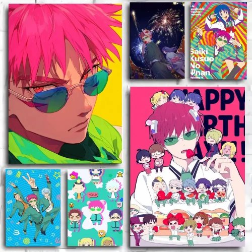 1PC The Disastrous Life of Saiki K Japanese Anime Poster Self-Adhesive Waterproof Paper Wall Sticker Decor