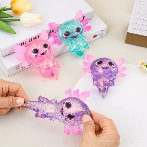 Squishy em forma de animal com glitter dourado e recheio de maltose, retorno lento — brinquedo anti‑stress para escritório e casa
