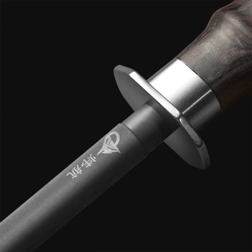 Profesjonalny pręt do ostrzenia (honing steel) 30 cm (12 in) – stalowy pręt do noży kuchennych, czarny