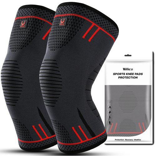Compression Knee Sleeve — Elastic, Breathable Support Brace with Side Springs; Knee Protector for Gym, Basketball, Volleyball, Running
