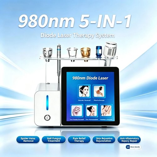 Máquina Laser 980nm 5 em 1 para Remoção de Vasos, Onicomicose, Fisioterapia, Rejuvenescimento da Pele - Equipamento de Beleza