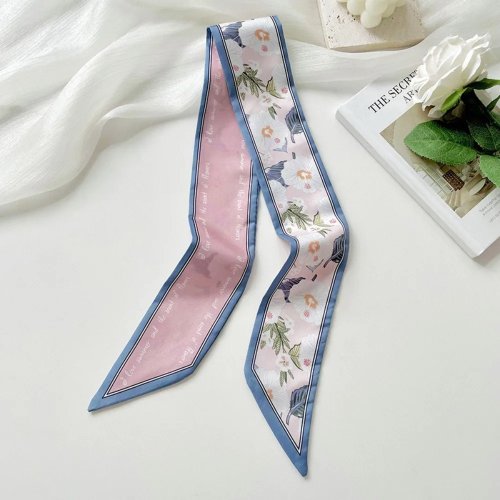 Khăn satin lụa hoa mảnh — dùng quàng cổ, buộc tóc hoặc trang trí túi