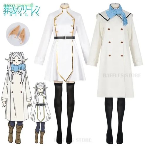 フリーレン（葬送のフリーレン）コスプレセット：ウィッグ＋冬用コート、ドレス、マフラー　女性向け・魔女風（クリスマス衣装）