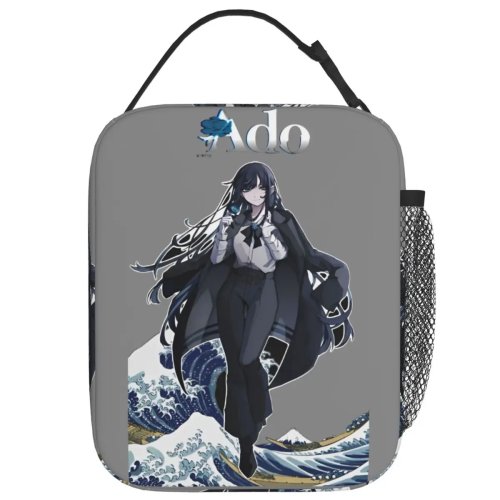 Ado World Tour 2025 Hibana Flor Azul — Lonchera térmica divertida para niños y oficina