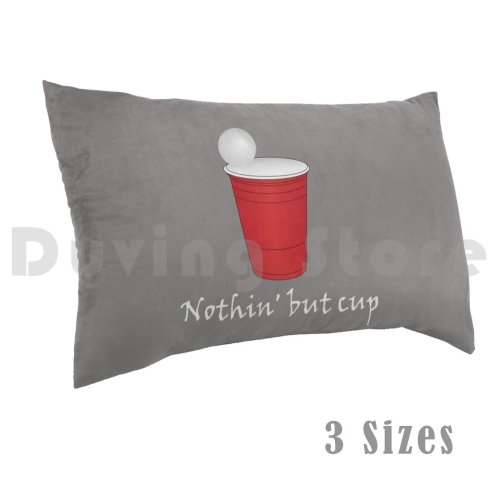 Fronha 50x75 cm estampada 'Beer Pong - Nothing But Cup', padrão garrafa e lata de cerveja — presente para fãs de cerveja