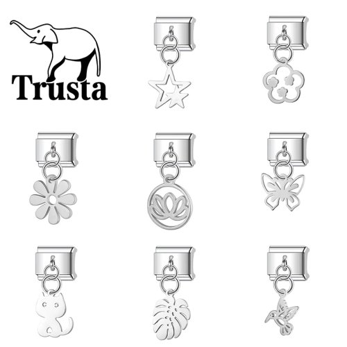 Trusta 2026 Colgante charm plateado con notas musicales, pájaro y estrella para pulsera - estilo italiano, 1 unidad, DIY al por mayor