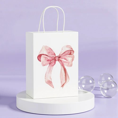 Saco de Presente Rosa com Laço – Bolsa de Papel Fofa com Alça de Fita, para Doces, Aniversário, Casamento, Joias Elegantes