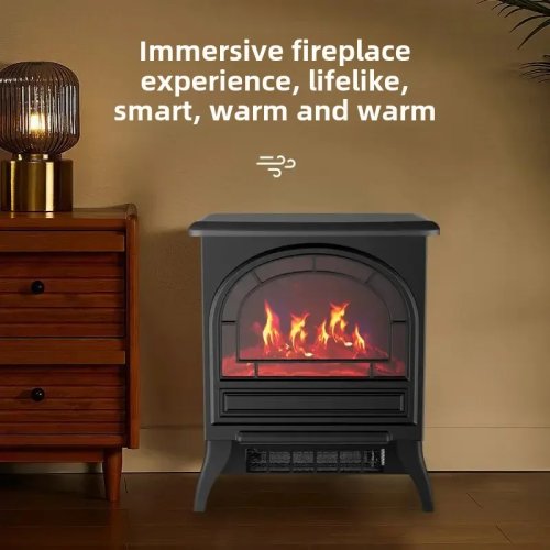 Stufa Elettrica Stile Camino con Effetto Fiamma e Ventola — Risparmio Energetico