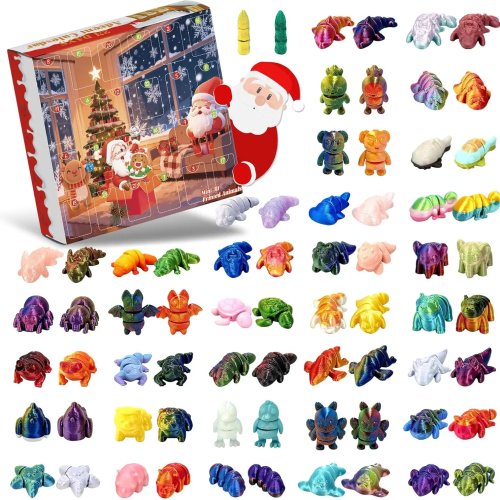 24 Mini Figuras de Animais Impressas em 3D, Brinquedos Fidget Flexíveis Articulados, Prendas de Natal para Crianças, Lembranças de Festa
