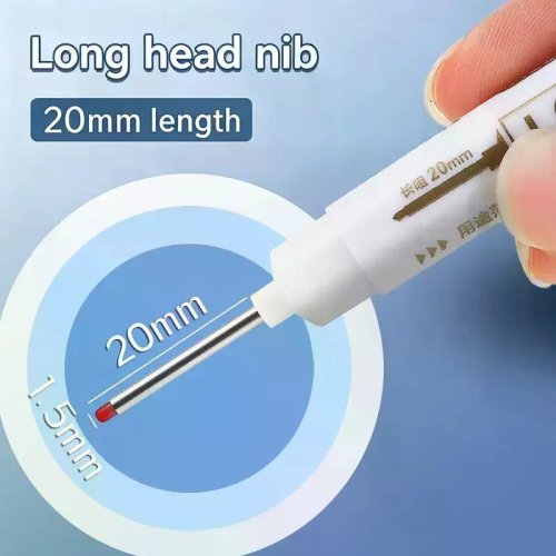 Marcador à prova de água para furos profundos 20 mm — caneta para parafusos, metal, azulejo e madeira