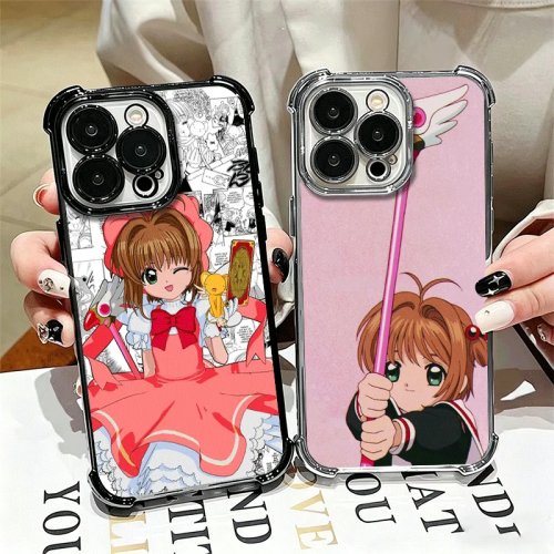 Cardcaptor Sakura metallook telefooncasing, schokbestendig — geschikt voor iPhone 11–17 (Pro/Max/Plus/Air)