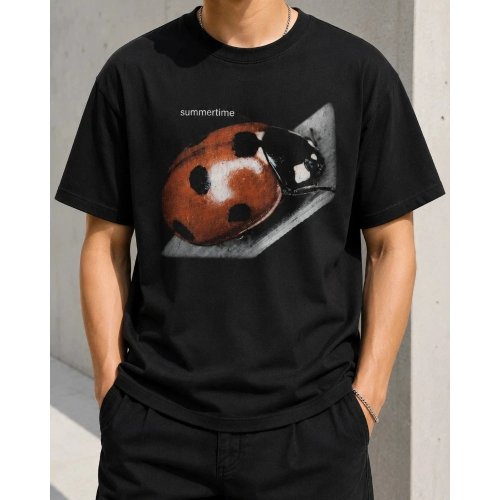 เสื้อยืดลาย Ladybug Beetle แมลงธรรมชาติ คอตตอนแขนสั้น ชายหญิง