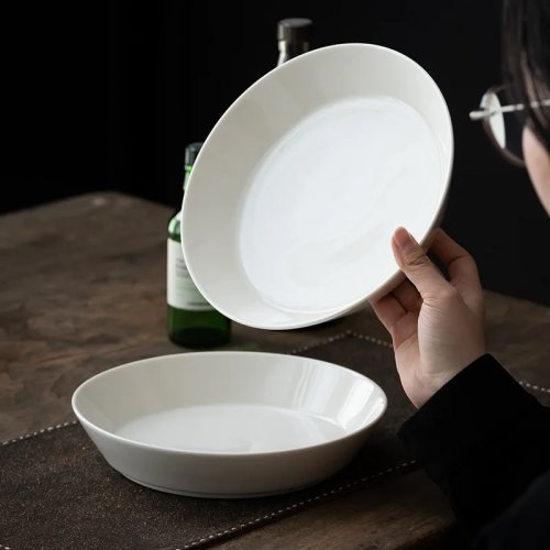 Piatto fondo trapezoidale in porcellana bianca 22 cm (8,7") – per zuppa, insalata e contorni