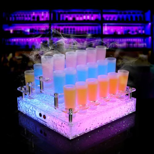 Porta shot luminoso stile 'proiettile' per bar e KTV — portabicchieri da banco 3 strati effetto pietra di ghiaccio