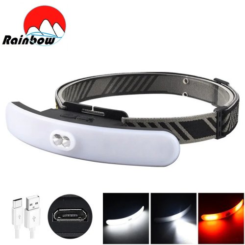 Lámpara frontal LED recargable e impermeable — potente para camping, senderismo y ciclismo