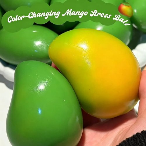 Jouet Sensoriel Squishy Mangue Changeant de Couleur, Balle Anti-Stress ASMR pour Enfants et Adultes