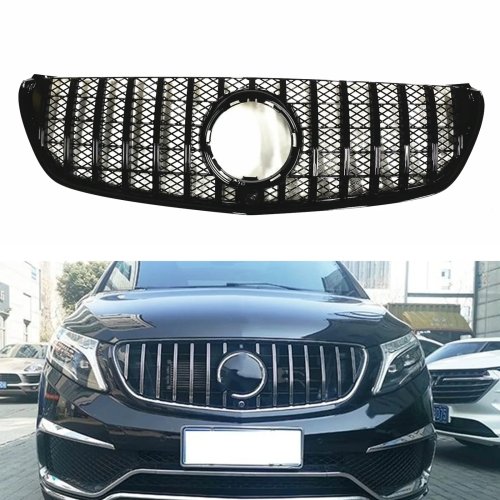 Kühlergrill für Mercedes Benz 2016-2021 W447 V-Klasse GT, Schwarz/Silber Kunststoff Ersatz