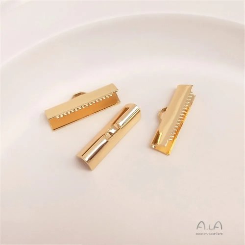 14K Gold-Plated Pony Buckle — End Clip for Webbing Straps, DIY Bag Hardware