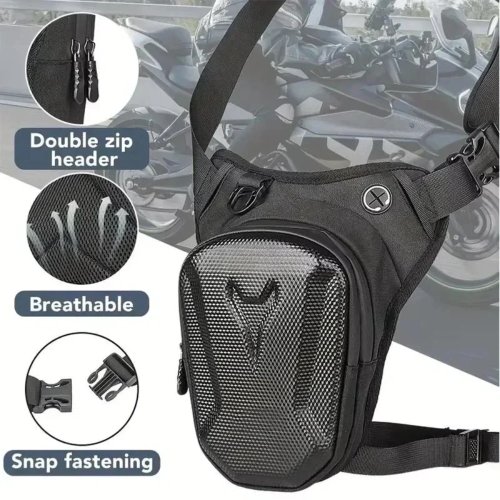 Motorcycle Leg/Thigh & Waist Bag with EVA Hard Shell — Hip/Side Fanny Pack for Phone