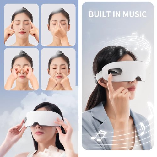 Lunettes massantes à vapeur chaude pour yeux – Spa à nébulisation avec compresse hydratante, acupression et massage pétrissant contre les yeux secs et fatigués