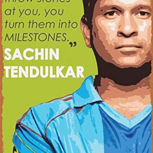 Poster Timah Motivasi Inspirasi Sachin Tendulkar Ukuran 12x8 Inci Tanda Dinding