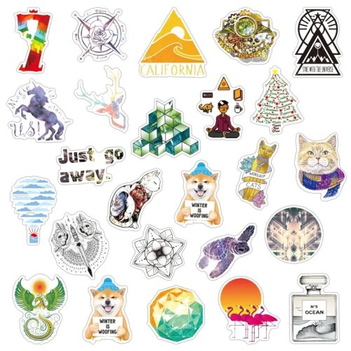 Pack 100 pegatinas de dibujos animados, impermeables y removibles — Pegatinas pequeñas para maleta, patinete, libreta, botella, frigorífico