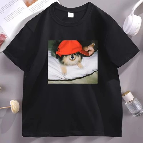 Camiseta Divertida de Perro Kpop - Algodón Moda Coreana Casual para Mujeres y Hombres