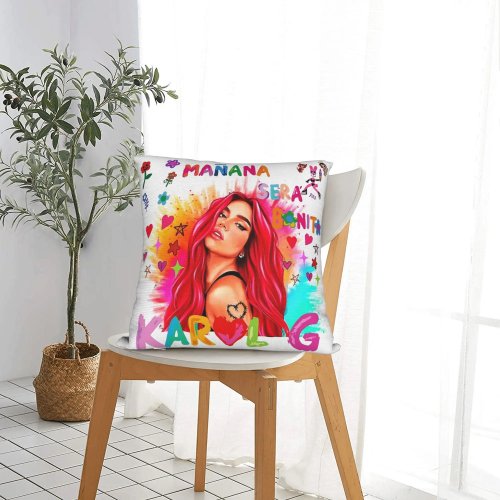 Federa per cuscino Karol G 'Bichota' stampata in poliestere 45x45 cm — copricuscino decorativo, regalo