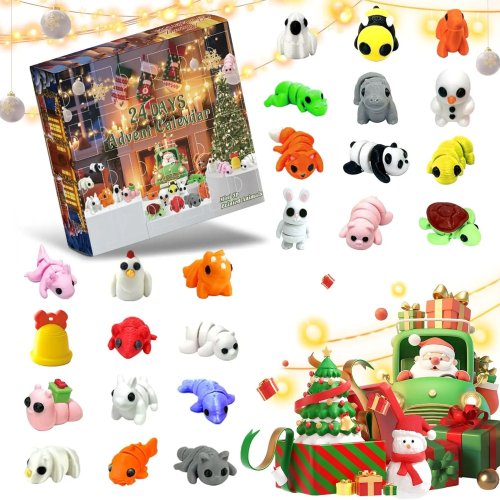 24 Peças Animais Impressos em 3D, Figuras Articuladas Flexíveis, Brinquedos Fidget, Enchimentos de Meias de Natal, Lembranças de Festa para Crianças e Adultos