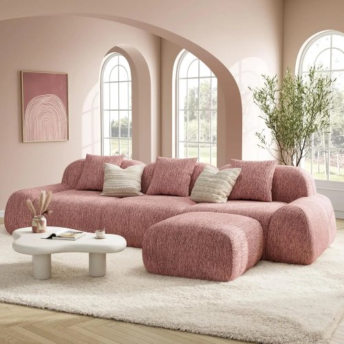 Modulares L‑Ecksofa 280 cm mit Ottoman, tiefe Sitzfläche, individuell konfigurierbar