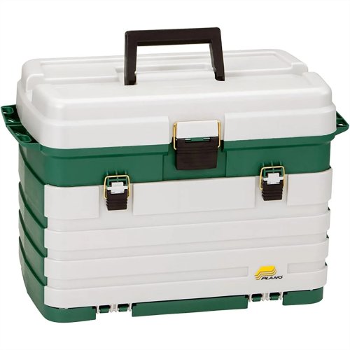 Caixa de pesca Plano 4 gavetas verde metalizado/prateado - organizador para material de pesca