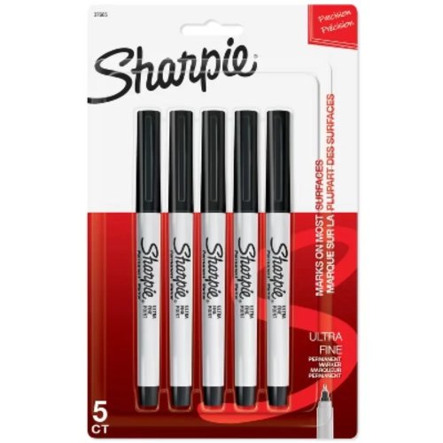 Bộ 5 Bút Dạ Vĩnh Viễn Đầu Siêu Mảnh Màu Đen - Bút Sharpie Mảnh cho Nghệ Thuật và Văn Phòng, Đồ Dùng Văn Phòng