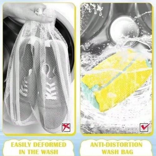 Sac de lavage pour chaussures en maille réutilisable pour machine à laver et sèche-linge — protège-chaussures adulte anti-déformation