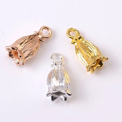 Pendentif bouton de fleur en alliage style ancien — éléments DIY pour boucles d'oreilles