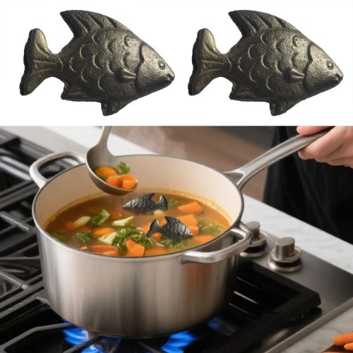 Peixe de Ferro - Fonte Natural de Ferro, 2 Peças, Acessório de Cozinha Reutilizável para Deficiência de Ferro, Ideal para Crianças e Vegetarianos