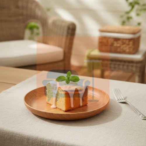 Bandeja para té estilo japonés con acabado madera (PP), porta-tazas y cuchara de madera – multiusos para casa, hotel o restaurante
