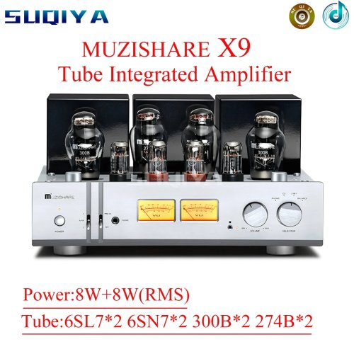 Amplificador de válvulas SUQIYA-MUZISHARE X9 Class A 300B — salida balanceada / etapa de potencia pura, previo phono integrado, mando a distancia