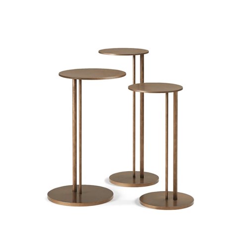 Modern round gold side table with removable top — small luxury metal/iron coffee & end table