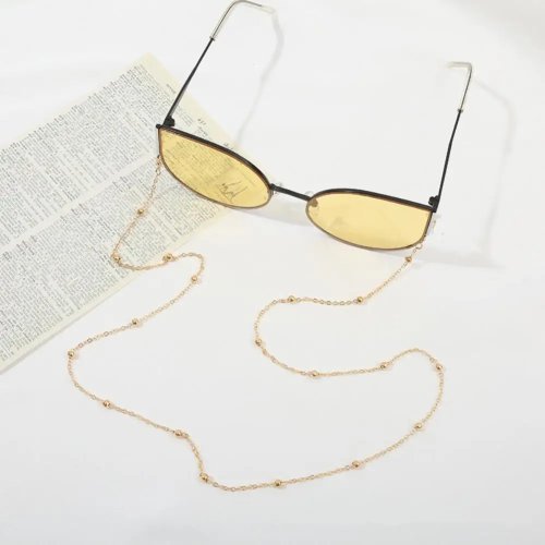 Cadena metálica para lentes mujer — Cordón para lentes de sol/lectura, oro/negro/plata