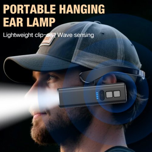 Senter kepala klem telinga 2025 LED — Lampu kepala isi ulang tahan air untuk memancing, mendaki, lari & bersepeda