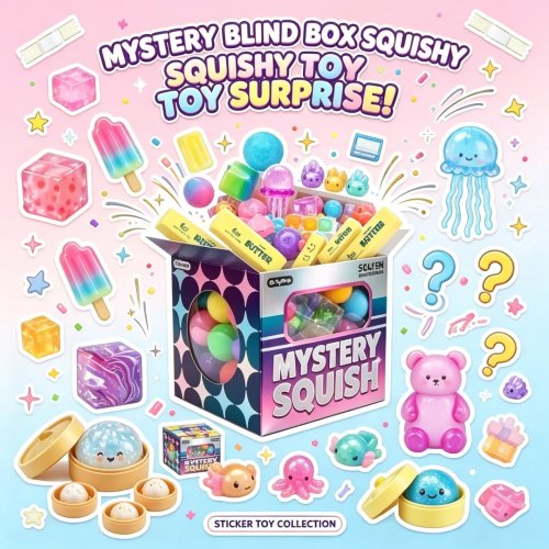 Lot gros Boîte surprise Squishy Mochi — Jouets à presser en forme de snack, jouets sensoriels apaisants, pack cadeau pour enfants
