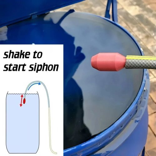 Self-Priming Siphon Pump, Manual Shake Operated, Outdoor Patio Watering Accessory, Automatic Garden Hose Drainage Tool