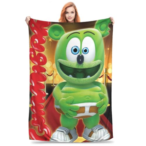 Zachte flanellen deken met Gummy Bear ‘Red Carpet’ — Warme plaid voor bed, bank, picknick en onderweg