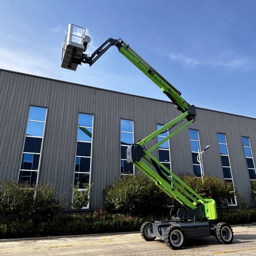 Plataforma Elevatória Articulada Elétrica Autopropulsionada G-118 18m com Pés Dobráveis e Cesto