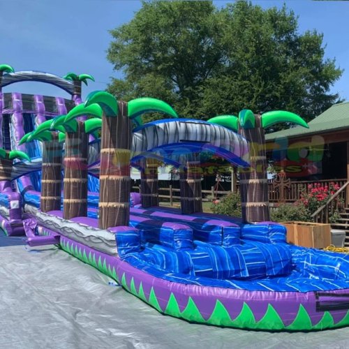 Perosotan Air Inflatable Raksasa & Istana Lompat Outdoor untuk Dewasa — Hiburan Pesta Tropis