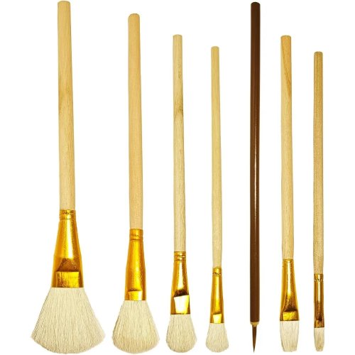 Juego de 7 Pinceles para Pintura Acrílica y Acuarela, Mango de Madera, para Todas las Edades