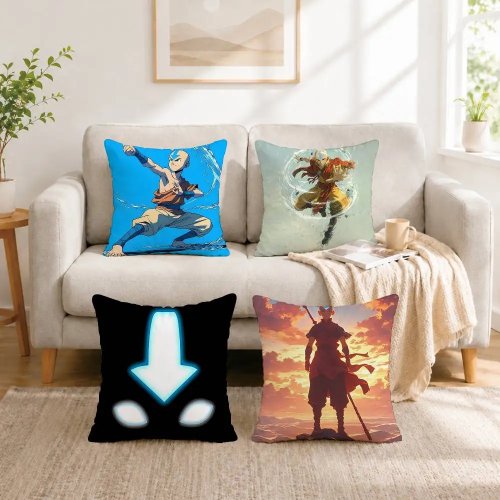 ปลอกหมอนรูปสี่เหลี่ยมสองด้าน Avatar The Last Airbender - ปลอกหมอนข้างเตียงนอน หมอนโซฟา ของขวัญ