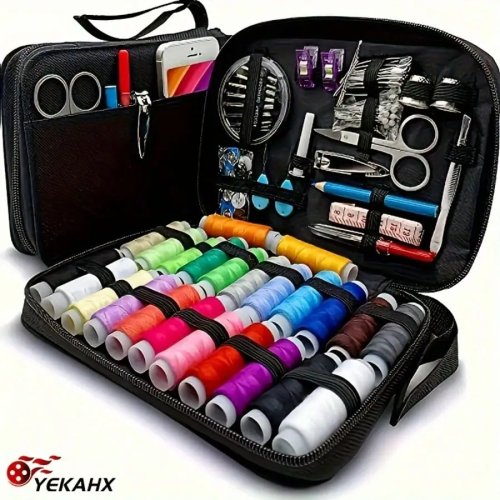 Trousse de couture 95 pièces — kit de réparation d'urgence portable avec fils, aiguilles et enfile-aiguille, set de voyage basique pour la maison et débutants